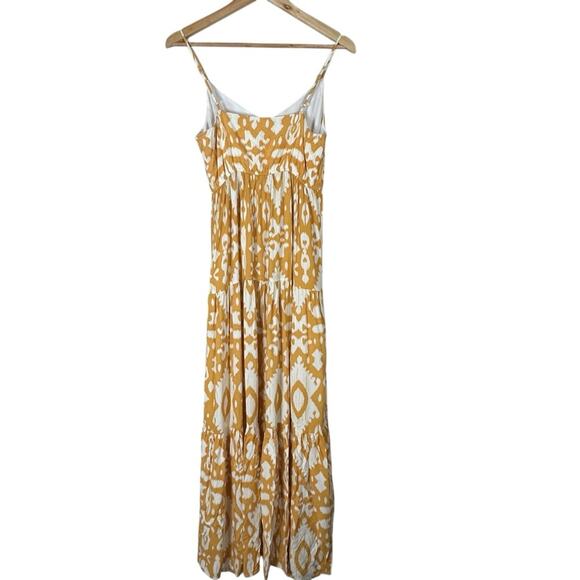BB Dakota Turtle Island Maxi Dress Womens S Yellow Ikat Boho Coastal Beachy - Picture 2 of 6